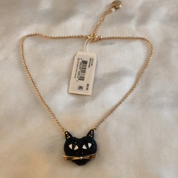 Betsey Johnson Gold Tone Ball Chain With Black Cat Pendant Necklace NWT - Picture 7 of 12